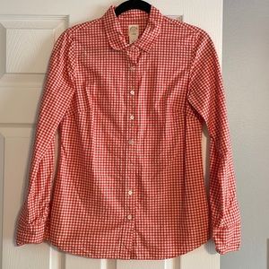 Orange/red J crew button up, size 2